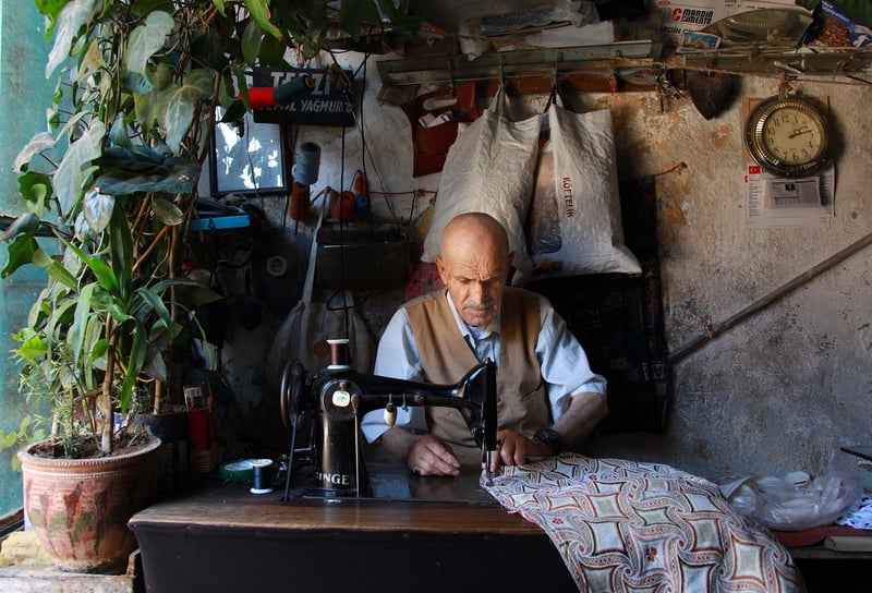 Tailor working on a garment